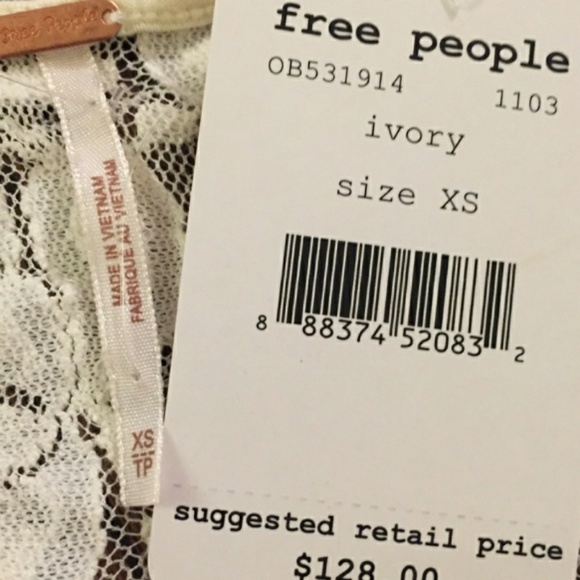🆕 Free People Lace Ivory Dress. Fully Underlined & Stretchy. NWT - Picture 7 of 8